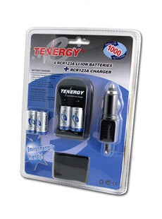 30202 Tenergy 4 Pcs RCR123A 3.0V 900mAh Rechargeable Li-Ion Protected Batteries w/ Smart Charger