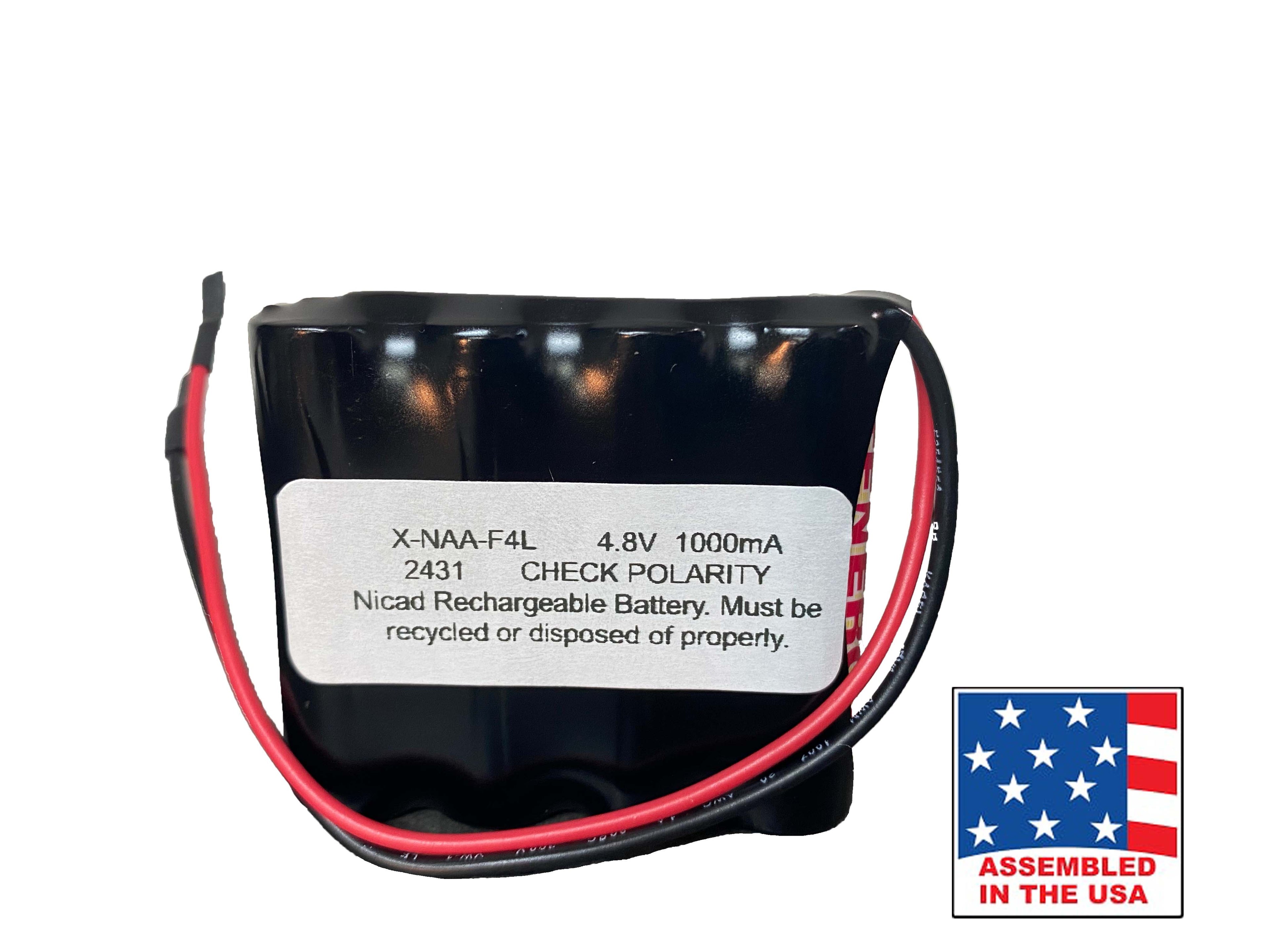 Custom AA NiCd 1000mah Battery Pack W/ 5" AWG Bare Wire Leads X-NAA-F4L